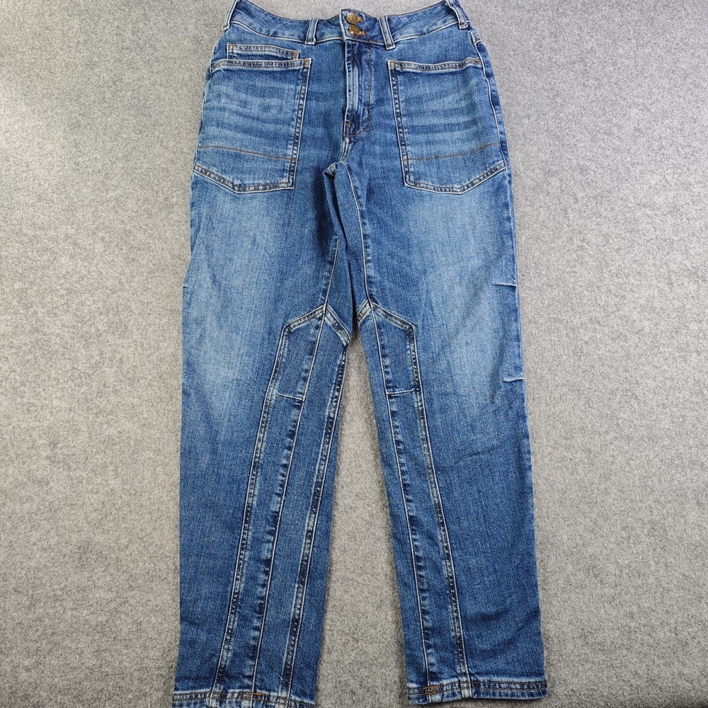 Pilcro Jeans Women's 27x28 Blue Utility Patch Pocket Tapered Medium Wash Denim